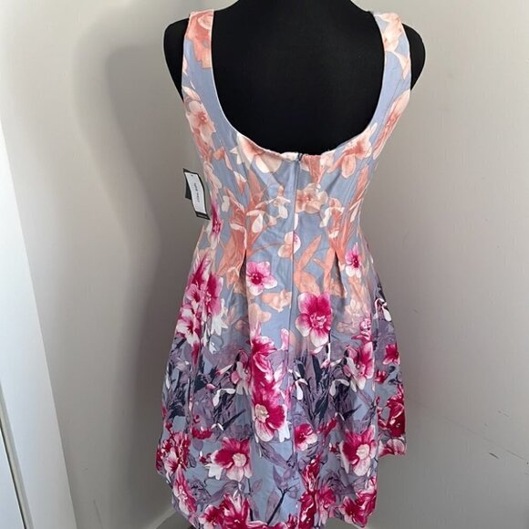 Nine West NWT classic fit n flare dress Jazzberry floral party event dress sz 2 - Picture 11 of 13
